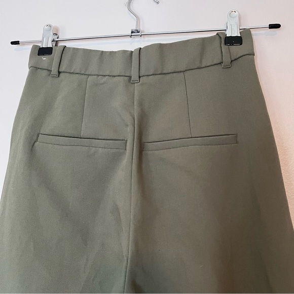 Abercrombie & Fitch Sloane Tailored Pleated High Rise Wide Leg Trouser Green - Picture 6 of 7